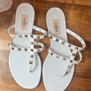 Valentino White Studded Sandals